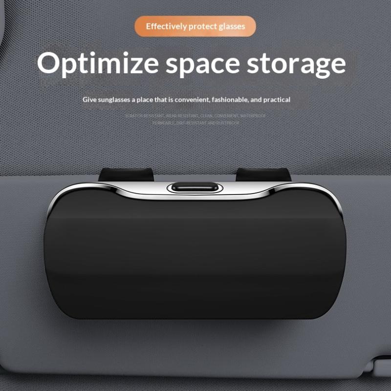 Press Switch Car Glasses Box Sun Visor Glasses Holder Internal Soft Fabric Scratch Resistant Shock-Proof Eyeglasses Storage Case