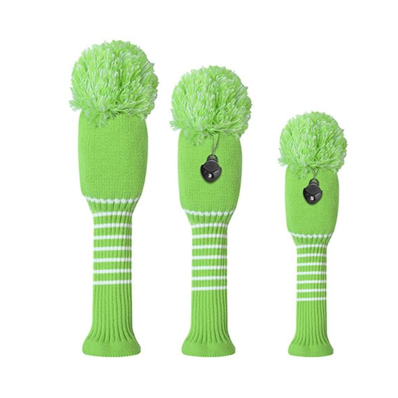 3Pcs Knitted Golfing Club Head Covers Knitted Golfing Driver Headcover Golfing Wood Head Covers Golfing Club Accessories
