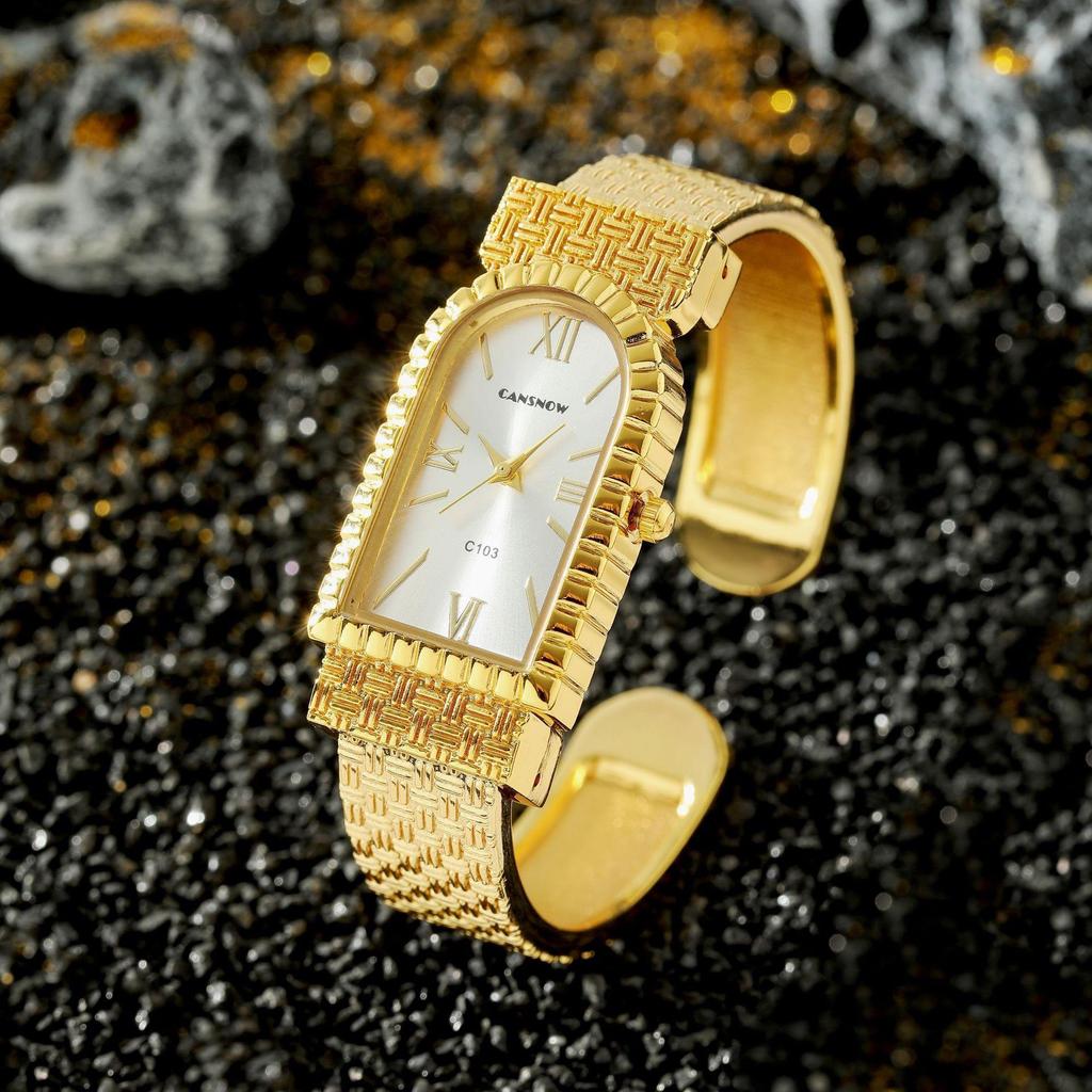 CANSNOW Fashion Bracelet Wristwatches Women Watches for Girls Wrist Quartz Watch Roman Numeral Dial Clock