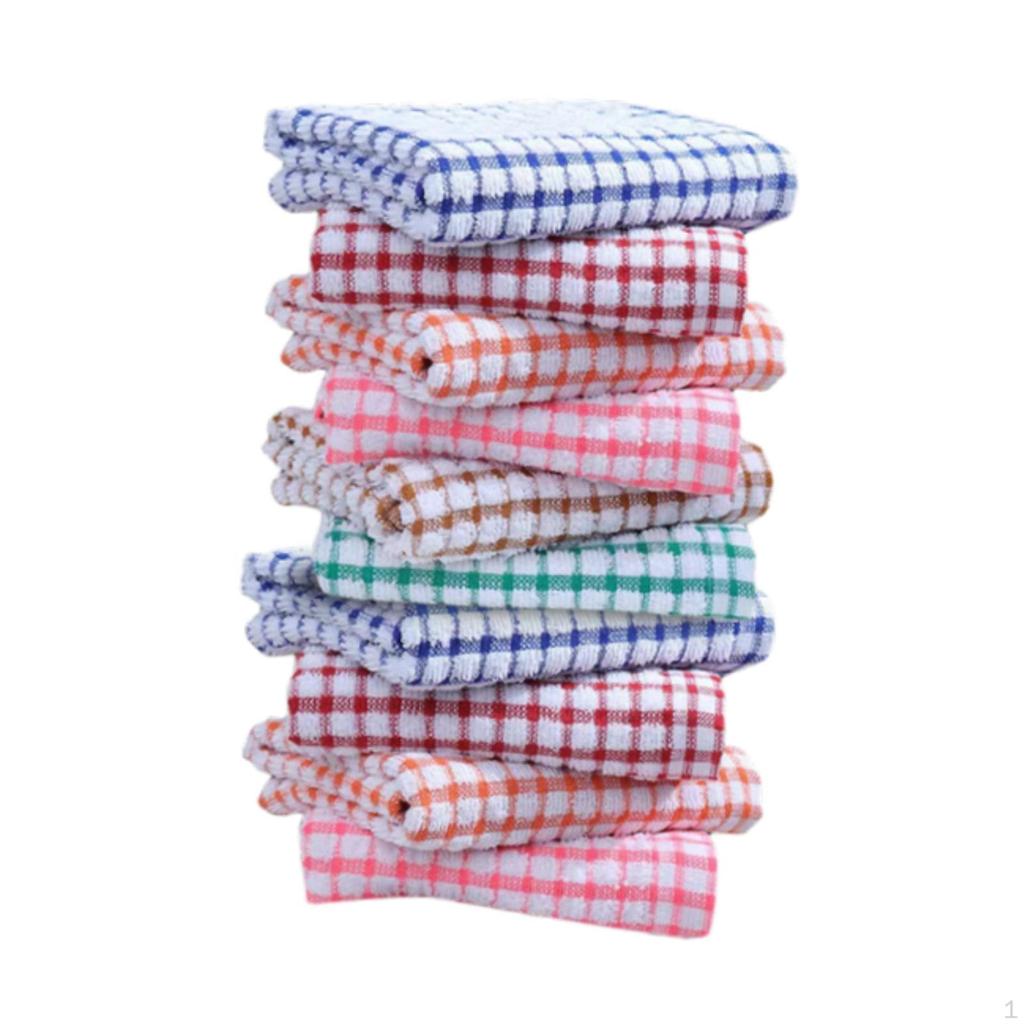10x Kitchen Towels Dishcloth Multifunctional Comfortable Washable Hand Washcloths for Hotel