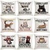 Funny Cat Animal Linen Printed Pillowcase Home Sofa Cushion Pillowcase Decoration