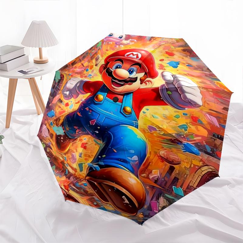 Mario Grafitti Automatic Opening and Closing Umbrella - Lightweight 3-Fold Design, Suitable for Fans, Travel, Daily Use - Official Product, Interestin