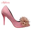Fashion Aphixta 10cm Stiletto Heels Pumps Hot Sale Flowers Super Hight Sex Change Women Flock Casual Shoes Large Size 49 50
