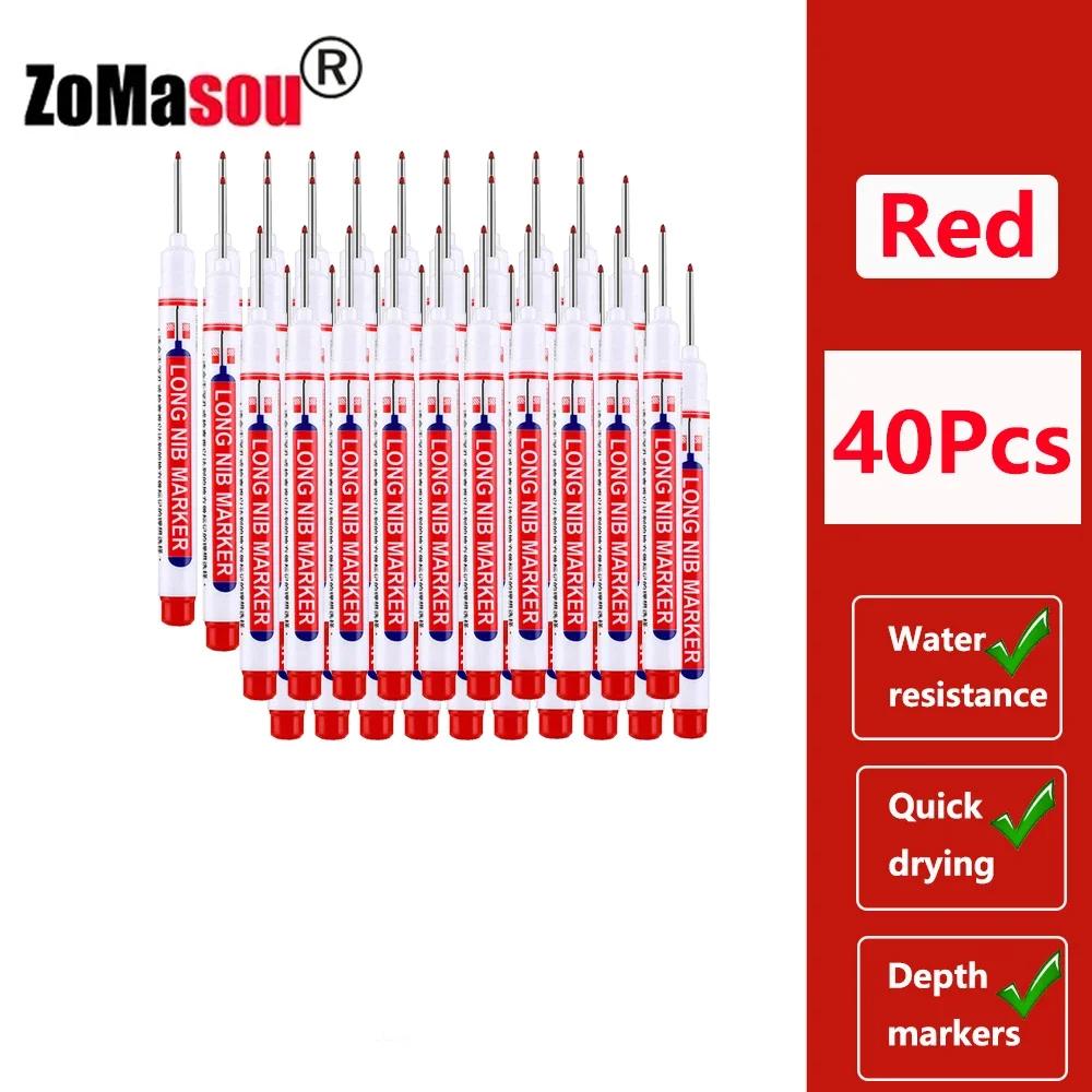 1/8/40/80Pcs Long Head Markers Pen Multi-purpose for Woodworking Tile Decoration Deep Hole Marker Pens Red/Black/Blue/Green Ink