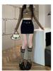 Women's High-Waist Belted Black A-Line Skirt - Sexy Summer Style