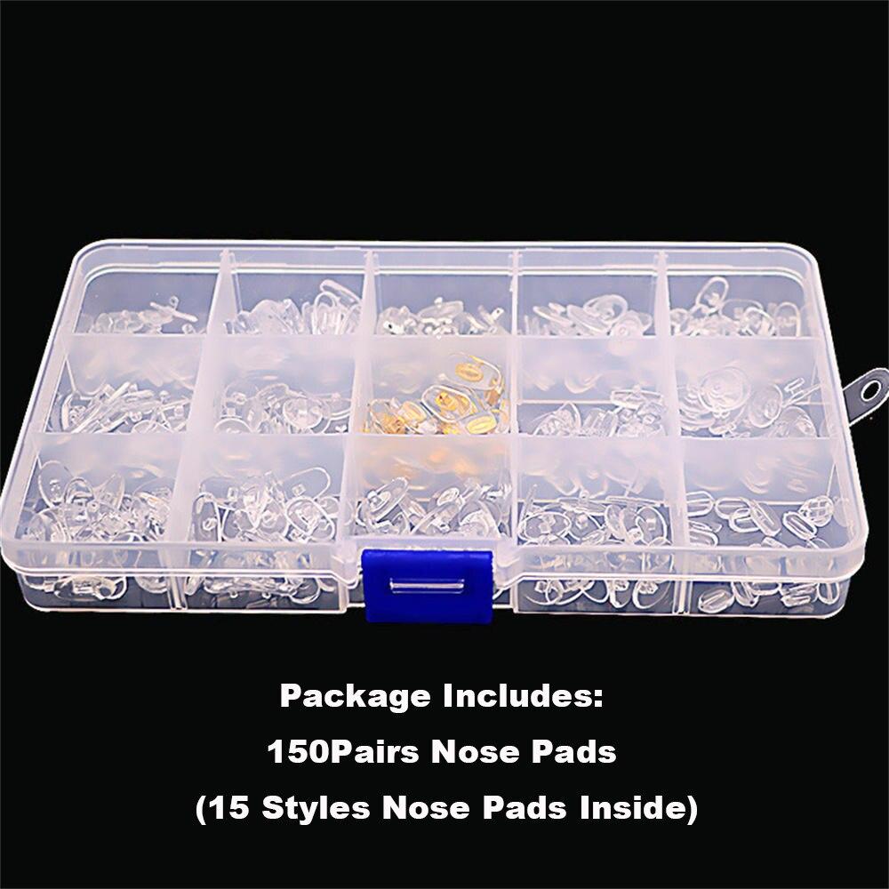 150 Pairs/Box Glasses Nose Pads Silicone Brace Support Sunglasses Spectacles Eyeglass Anti Slip Screw On Nose Pads Repair Tools
