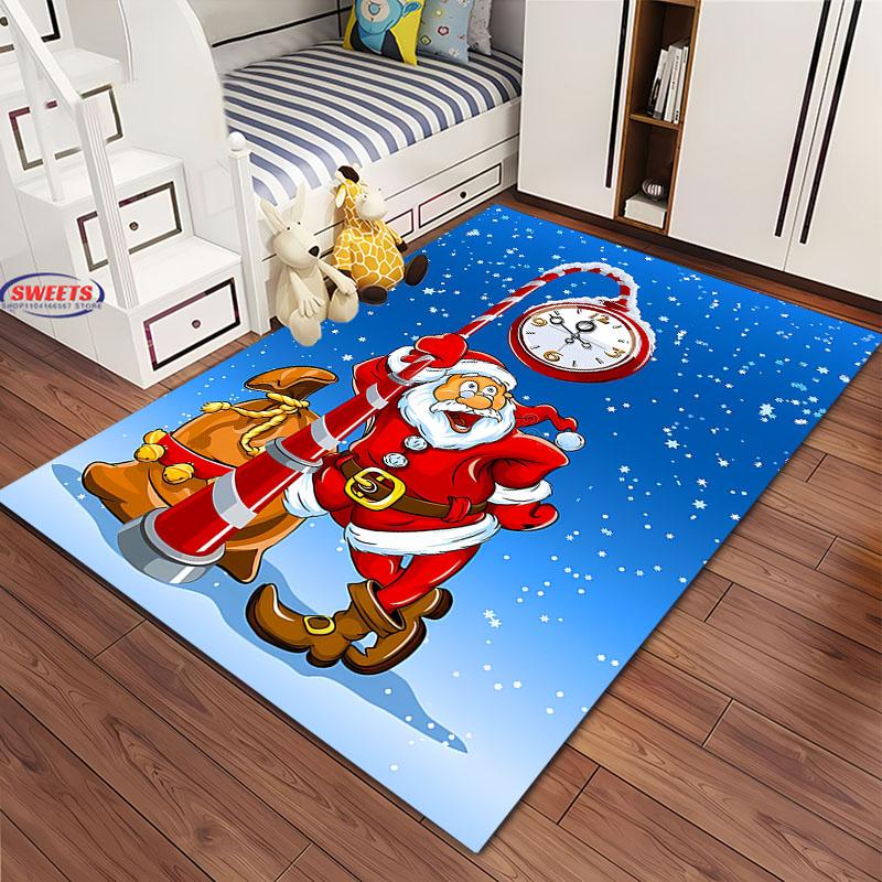 Weihnachten und Lustiger Weihnachtsmann Cartoon Teppich, Wohnzimmer Schlafzimmer Zuhause Fußmatte Teppich Küche Kinderzimmer Matte Weihnachtsgeschenke