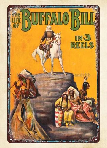 

living room garage decor Buffalo Bill in reels metal tin signAluminum 20x30cm（7.8x11.8inch）