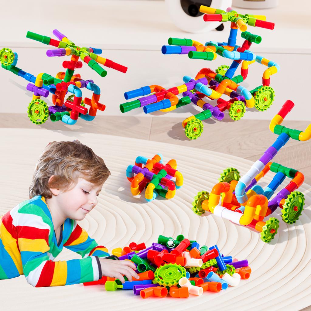 Juguetes Educativos de Plástico para Niños Tubos Bloques Tubería Construcción de Tuberías Juguete Regalo
