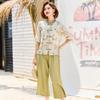 Women's Chinese Style Button T-shirt Two-Piece Set
