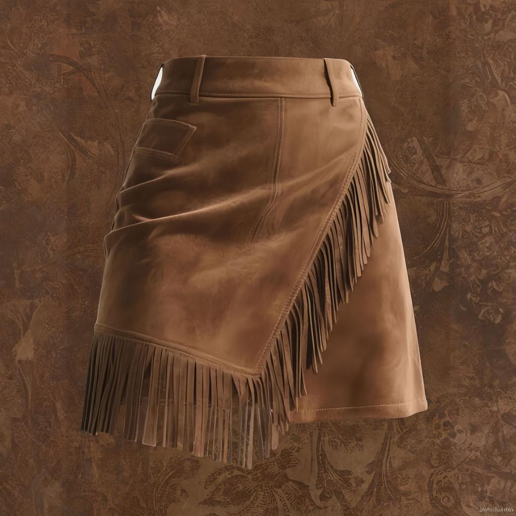 Ladies' Irregular Rope Tied Tassel Deer Skirt