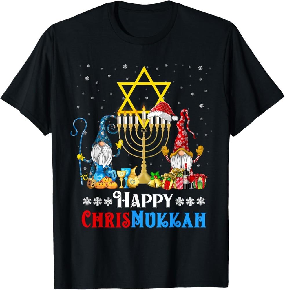 Happy Chrismukkah Gnomes Merry Christmas and Happy Hanukkah T-Shirt Unisex T-Shirt M