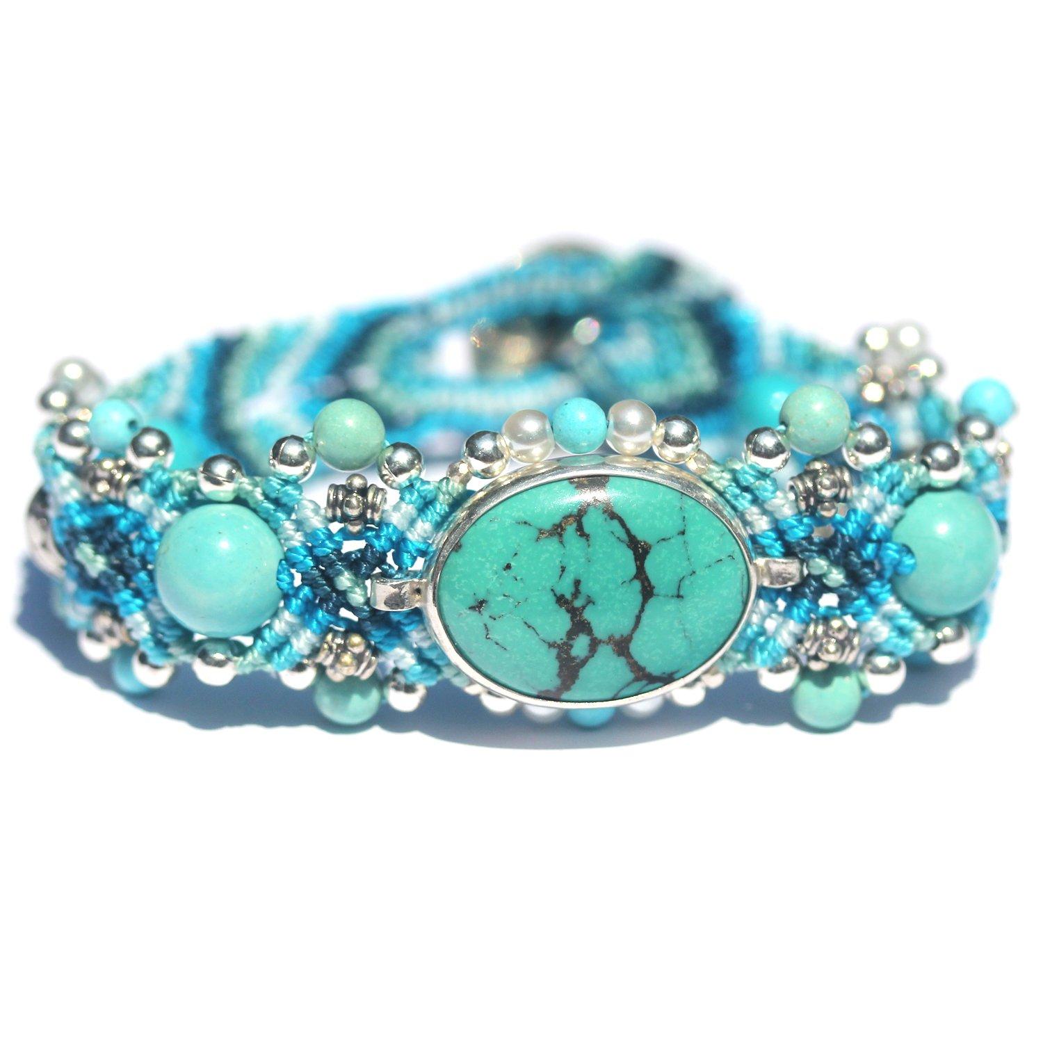 

Isha Jewelry Simple Bracelet with Turquoise Center - One of a Kind