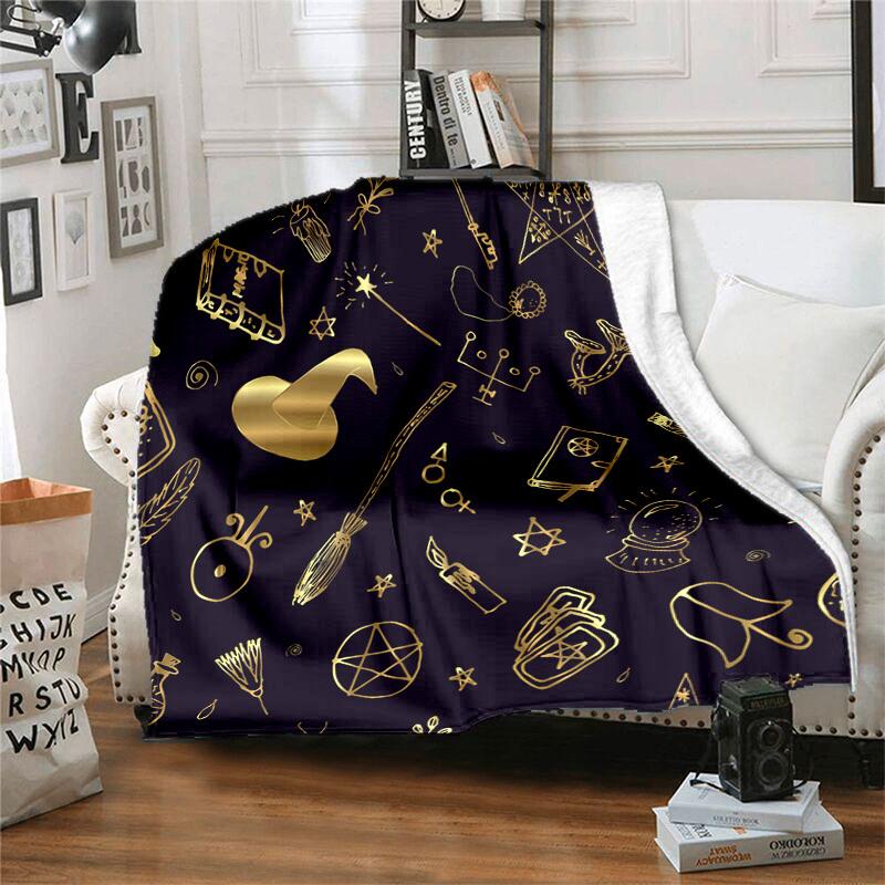 1pc Witchcraft Symbols Pattern Cartoon Blanket,Portable Throw for Travel & Camping, All Season Cozy Blanket,Ideal Gift