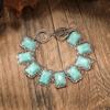 Retro Bohemian Ethnic Style Turquoise Personalized Geometric Carving Antique Silver Bracelet/Bangle For Women