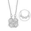 Collana Trifoglio a Quattro Foglie per Donna con Accenti in Zirconia Cubica Finitura Oro e Oro Rosa