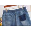 Women's Plus Size Stretch Denim Shorts, Casual Elastic Waist, Straight Leg, Lightweight, Extra Large, 300 Jin