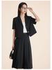 Beige Women's Slim Fit Short-Sleeve Suit Jacket - Petite 2025 Spring Collection