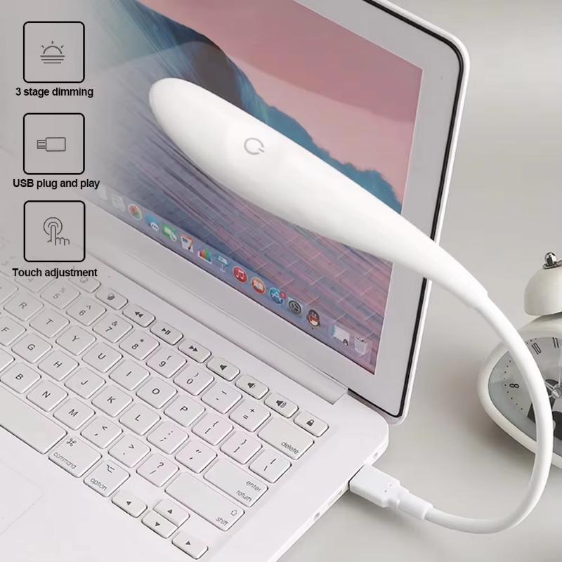 Portable USB LED Reading Light Flexible Gooseneck Night Lamp with Touch Sensor for Bedroom Office Study Keyboard Computer Use