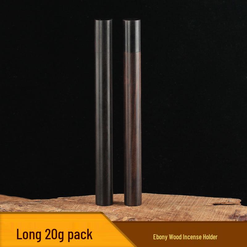 Ebony Wood Hollow Incense Holder - Solid Sandalwood Tube with 20g Storage Capacity