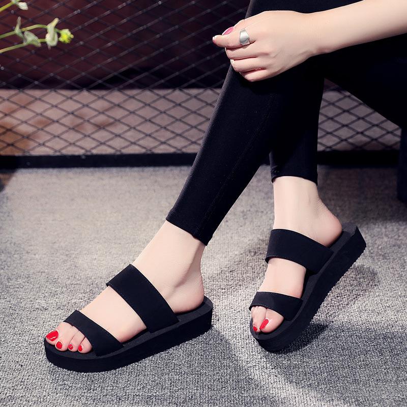 

Fashion Women Slippers Summer Outside Non Slip Slippers Women s Sandals Versatile Vacation Beach Shoes Slope Heel Slippers Pantuflas 41