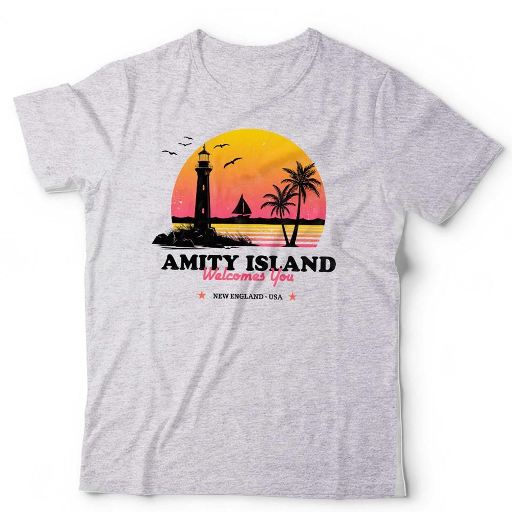 Jaws T Shirt Amity Island Welcomes You Unisex Shark 1975 Retro Vintage Horror