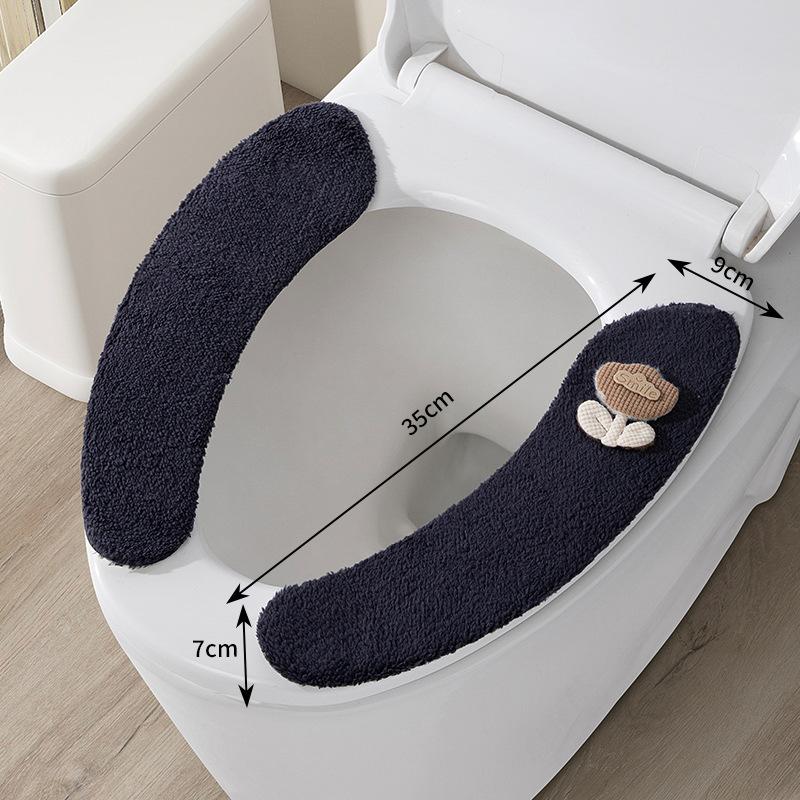 

Soft Fluffy Toilet Seat Covers - Self-Adhesive Washable Bathroom Cushion Pads with Cute Bear Decoration