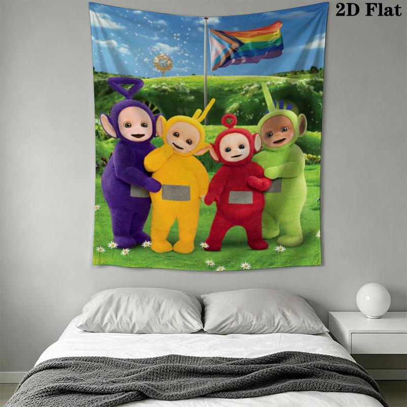 Teletubbies Wall Tapestry Aesthetic Wall Hanging Printed Fabric Blanket Decorative Tapestries for Bedroom Living Room Home Decor