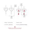Spiked Heart Dangle Earrings With Red Drop Charms Gothic Style Silver Tone Earrings For Women