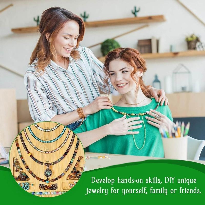 לוח עיצוב מחרוזים מעץ כלי יצירת תכשיטים מגש עיצוב לחרוזים לתכשיטים לצמידים שרשראות יצירת תכשיטים