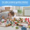 Tiny Land 55 Pieces Wooden Train Set: Wooden Railway with Crane, Combinable Toy & Accessories. Fits All Large Brands, for Children 2-5 Years
