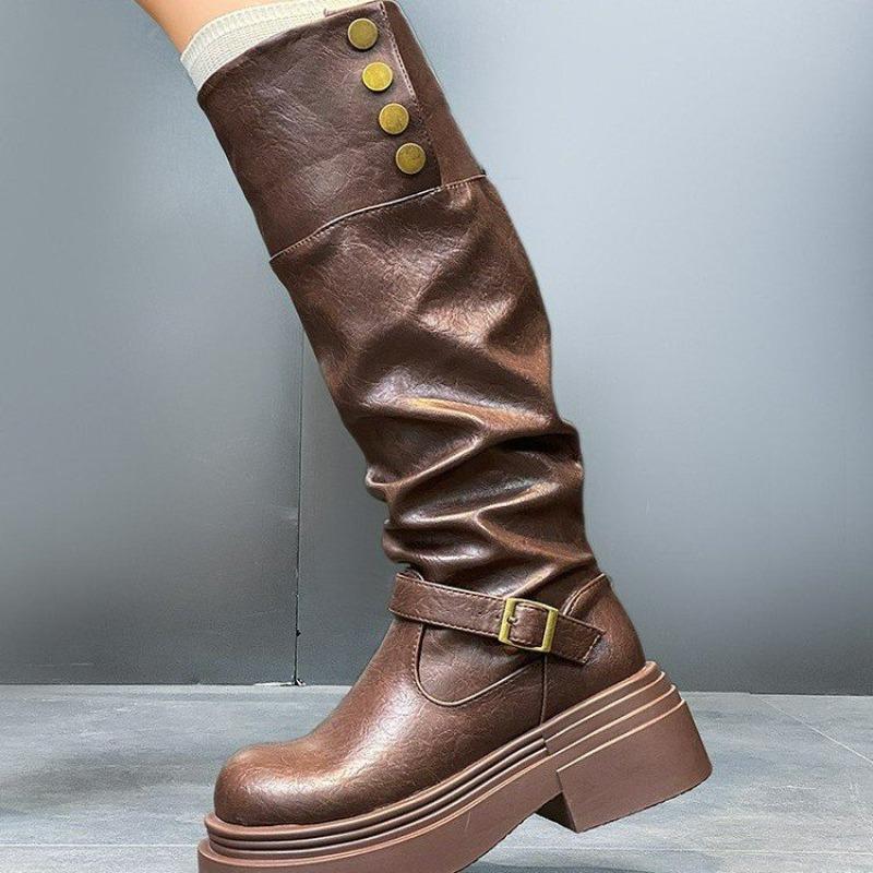 

Модные женские повседневные полусапожки в западном стиле, ботильоны в британском стиле 35 коричневый