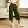 Damen Casual Farbe Lockere Passform Weiter Bein Elastischer Bund Jogginghose für den täglichen Gebrauch