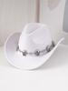 Catena a teschio cappello western da cowboy decorativo cappello alla moda versatile cappello invernale coreano retrò cappello a cilindro da uomo alto senso