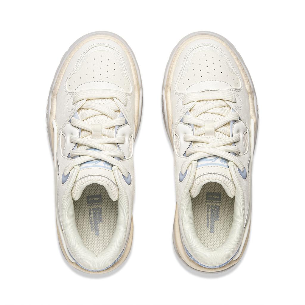 Li Ning Trendy Leap Skateboard Shoes Women's Low top Champagne White/Cloud Blue AGCW166-2