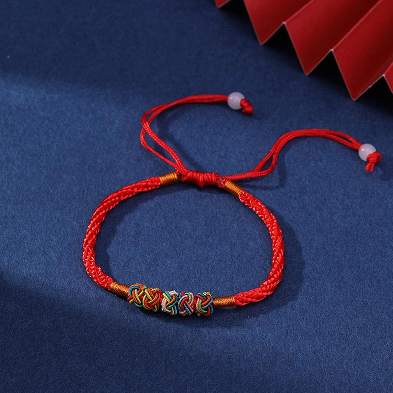 

Браслет ручной работы из плетеной красной нити на удачу, регулируемый этнический браслет, мужской, женский, браслет дружбы, браслет для йоги и медитации