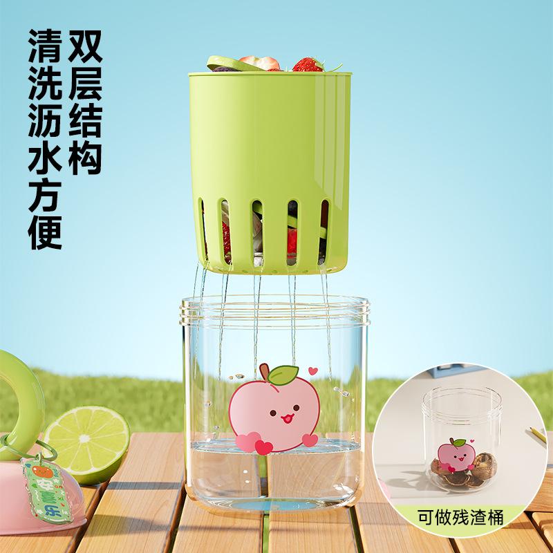 Fruit Cup Outdoor Portable Sealed Leak-proof Yogurt Salad Cup Food Grade Double Drain Cup with Fork