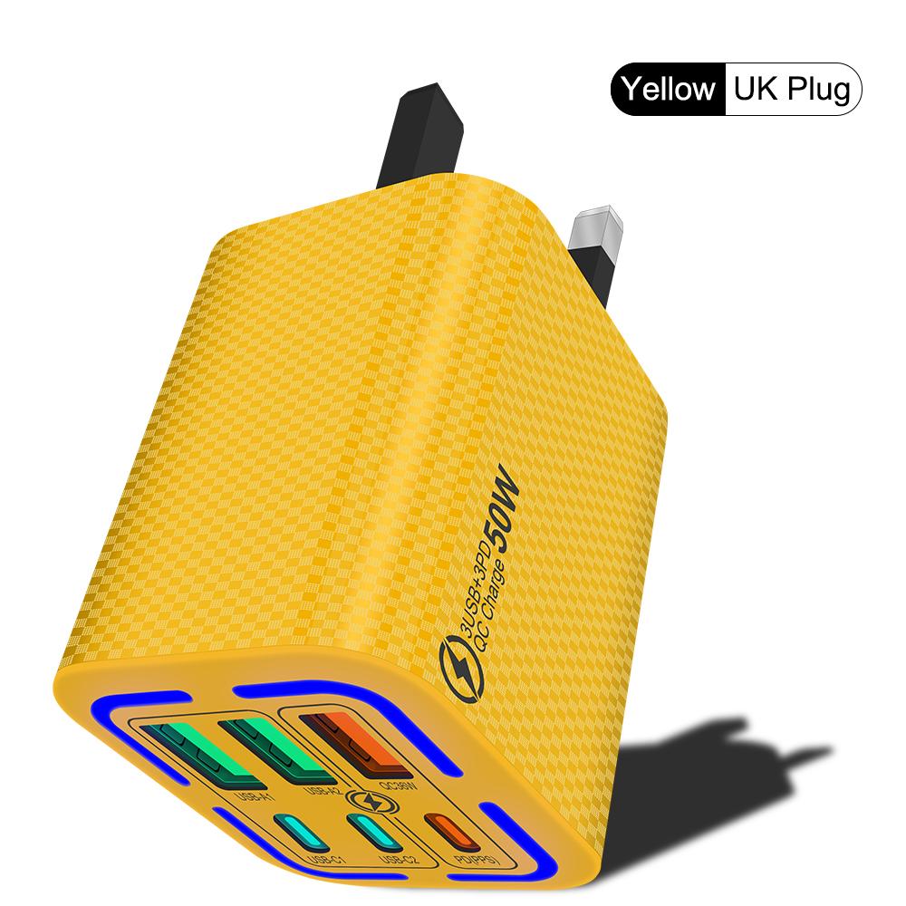 

Mini 50W PD Fast Charger Cube для iPhone 15 Pro/телефонов Android — карманный, защита от перегрева, глобальная версия, UK Yellow