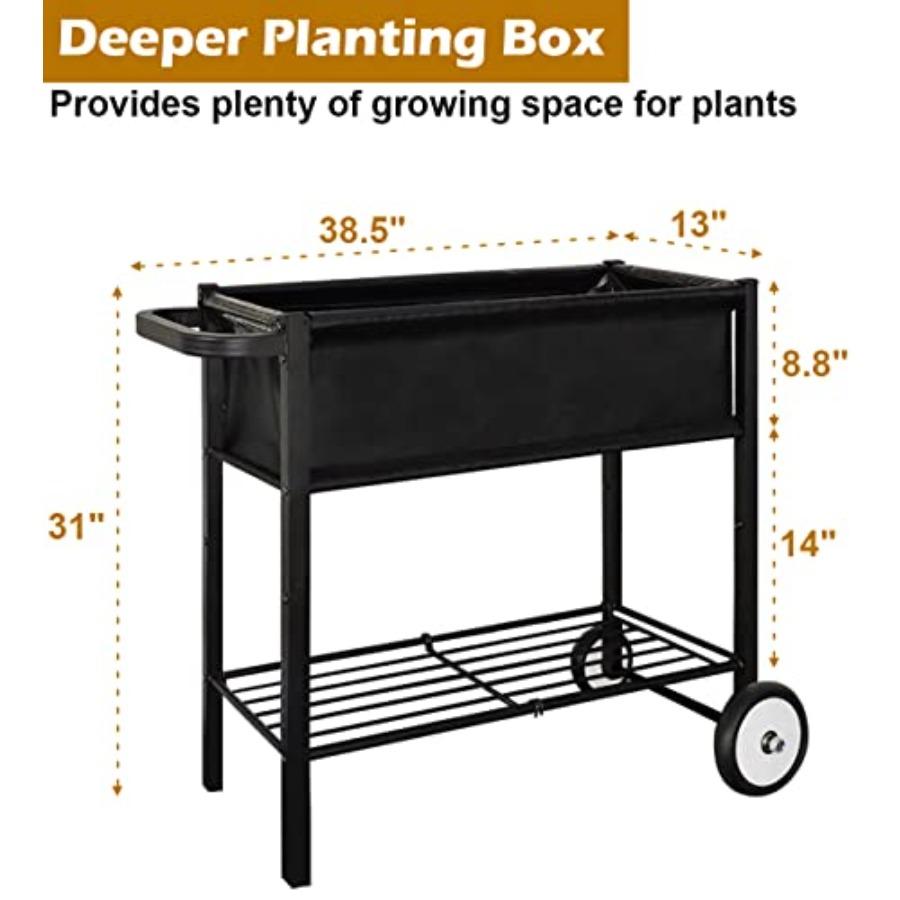 Outdoor Raised Planter Bed Box with Legs for Gardening Elevated DIY Garden Cart on Wheels for Vegetables Flower Tomato Herb Pla