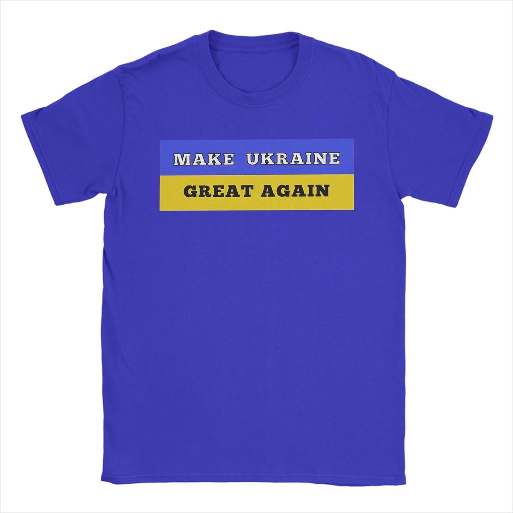 Unisex Make Ukraine Great Again T Shirts Pure Cotton Tops Funny Short Sleeve Round Collar Tee Shirt Classic TShirt