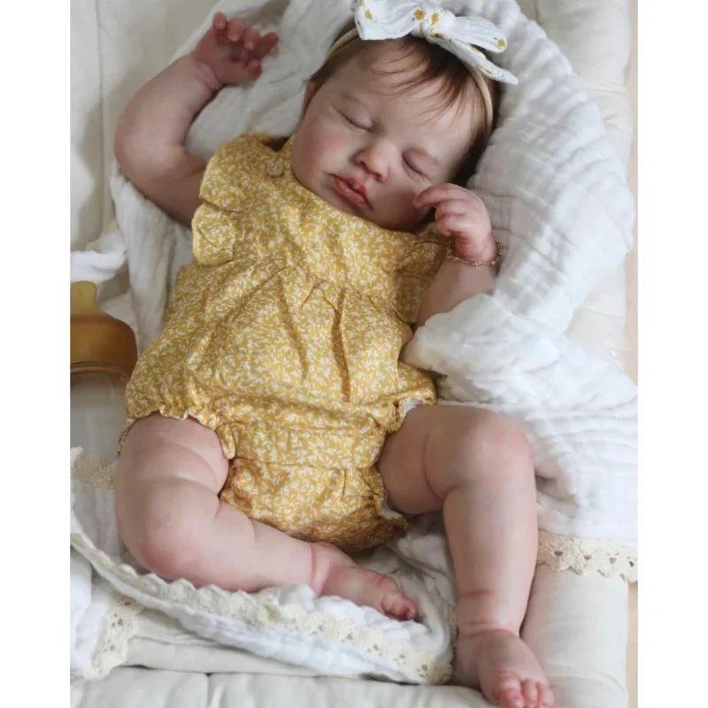 19" Yellow Floral Ruffle Sleeve Bodysuit for LOULOU Reborn Doll