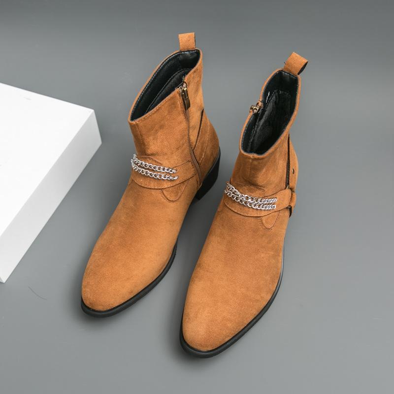 

Chelsea Boots High Top Leather Boots British Martin Boots Retro Men s Boots Medium Boots Short Boots 43 жовтий