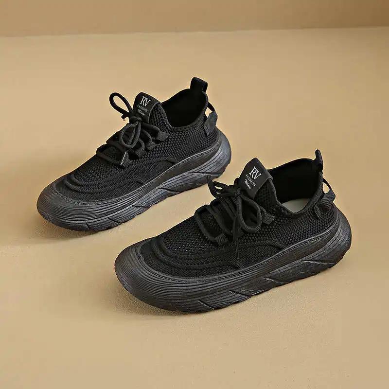 Round Foot Ete Spring Woman Heel Shoes Womens Sneakers Black Color White Heels For Women Sport Tnis Deporte Athletics Gym