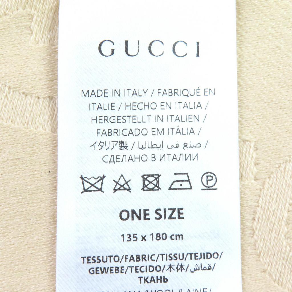 Excellent GUCCI GG Jacquard Fringe Large Shawl Blanket Light Beige Wool 795551 Used