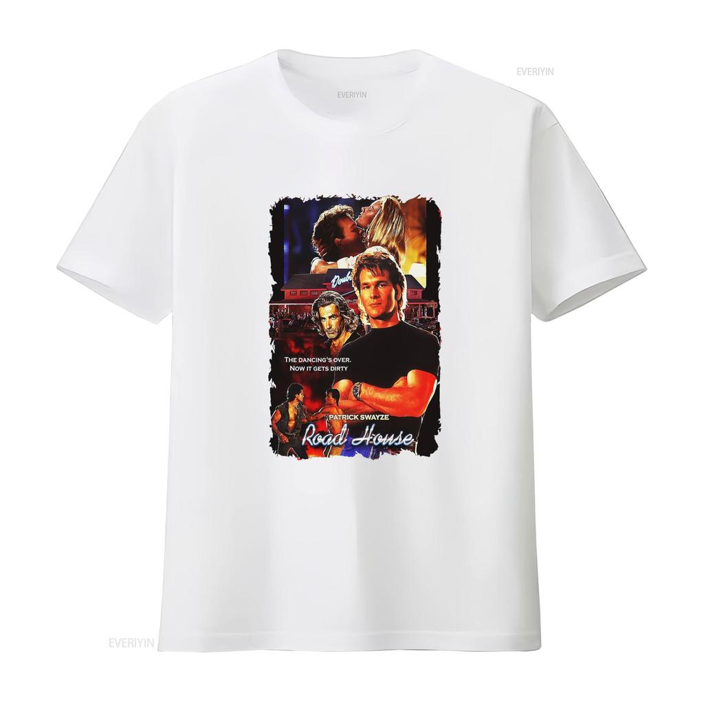 Roadhouse Patrick Swayze Movie Theme Mens Black T Shirt Available In Sizes S To 5XL Vintage Washed Graphic Breathable Slightly
