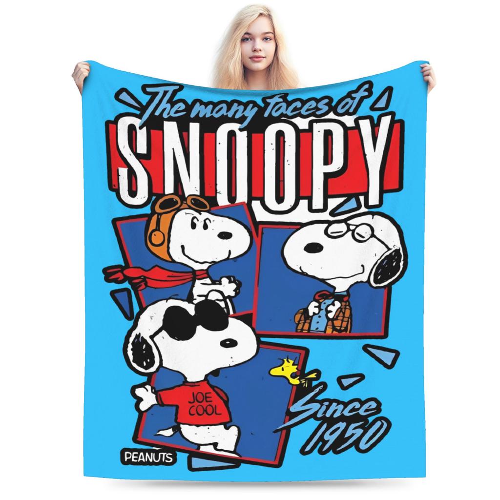 Snoopy & Woodstock Pattern Blankets Fleece Funny Soft Throw Blankets for Bedspread Winter