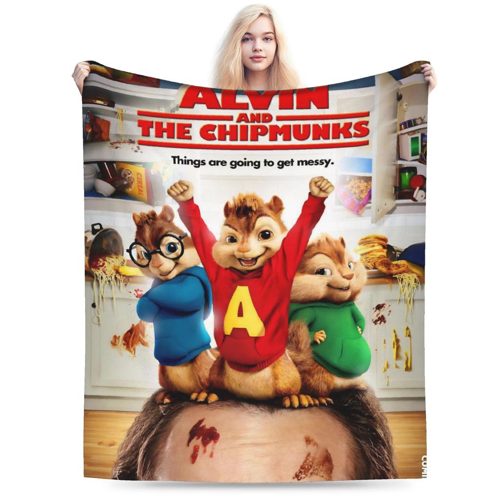 Super měkká deka Alvin a Chipmunkové Prémiový flanelový fleece Lehká přikrývka Teplé plyšové deky pro všechna roční období