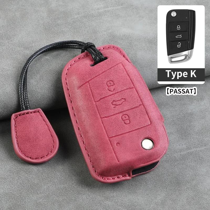 Car Key Cover For Volkswagen VW Polo Golf7 MK7 Tiguan Passat B5 B6 B7 Golf 4 5 6 MK6 Jetta Lavida Leather Car Key Case Cover