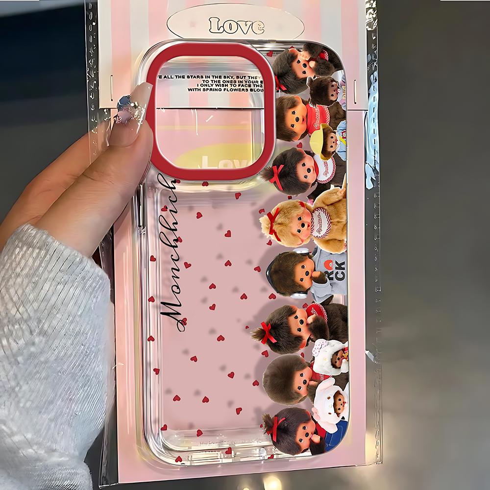 Ins Cute M-Monchhichis Phone Case For iPhone 17e 17 16 16e 15 14 13 12 11 Mini Pro Max X XR XSMax Air Plus Transparent Cover