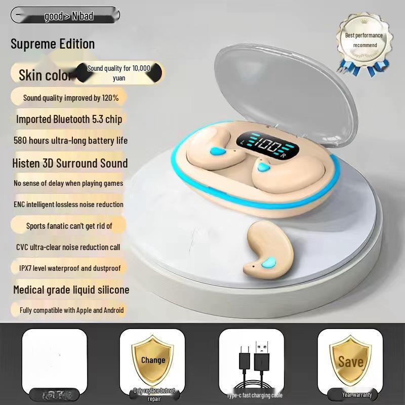 2025 Ultra-Thin Invisible Wireless Sleep Earphones: Comfortable, In-Ear, Long Battery Life, Low Latency, Perfect for Side Sleepers and Sports.